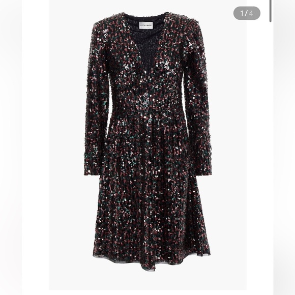 New Antik Batik Lazer Lace-up Sequin Tulle Mini Dress 🪩 SZ 6 NWT! - Picture 4 of 16